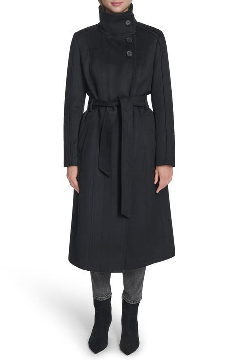 Slick Asymmetric Zip Wool Blend Coat