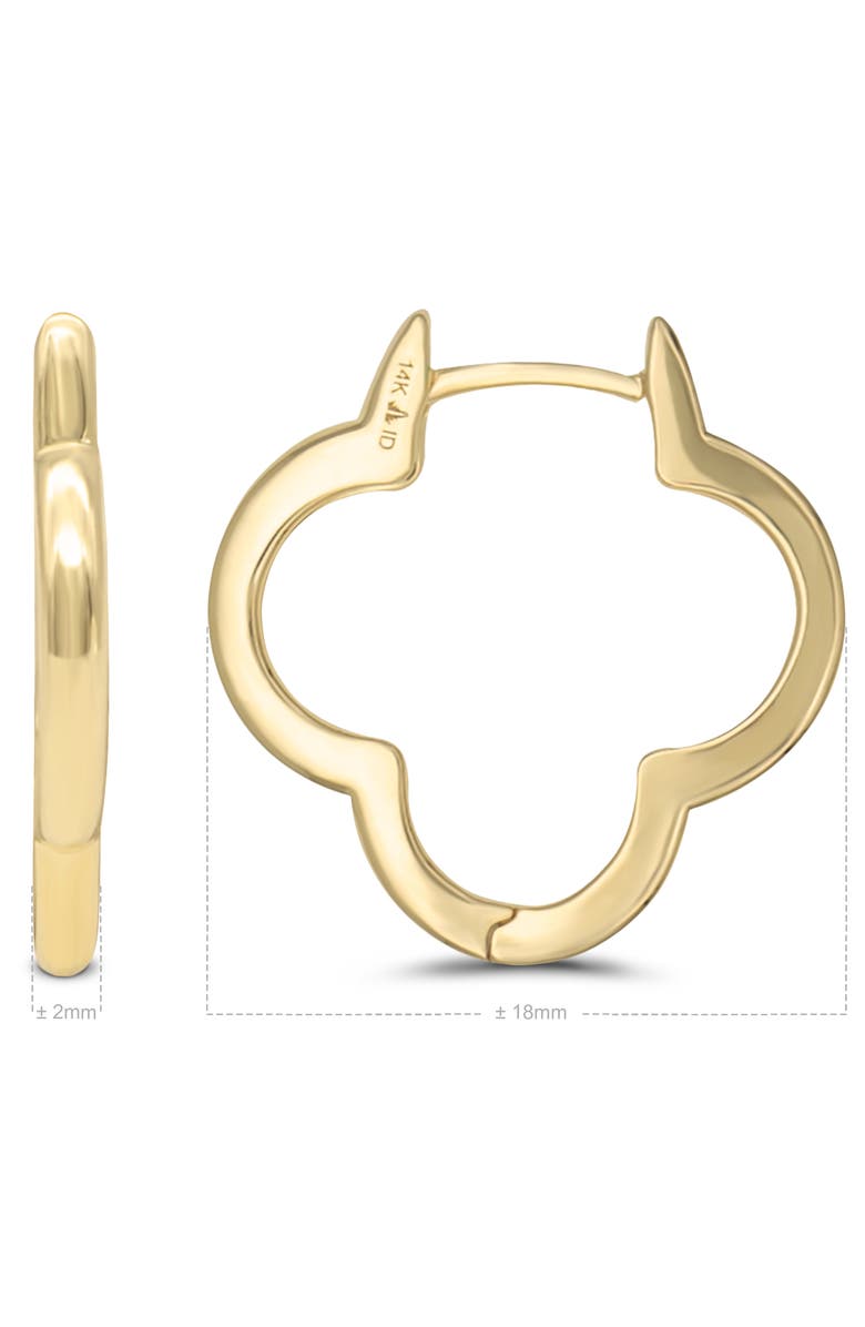 DEVATA Clover Hoop Earrings in 14K Gold, 18mm, Alternate, color, Yellow Gold