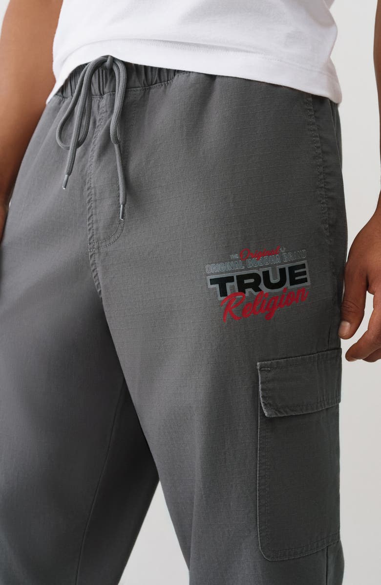 True Religion Cotton Ripstop Cargo Drawstring Joggers, Alternate, color, Granite Grey