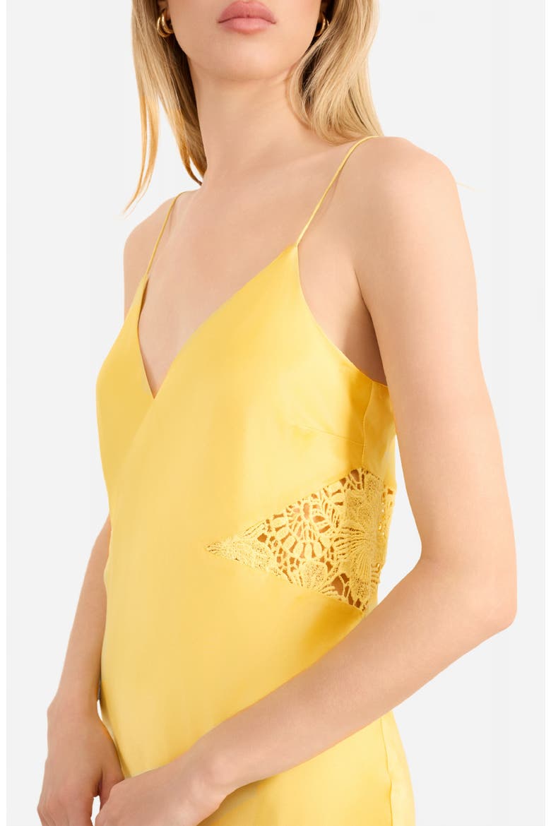 Carli Lace Detail Satin Slipdress, Alternate, color, CUSTARD