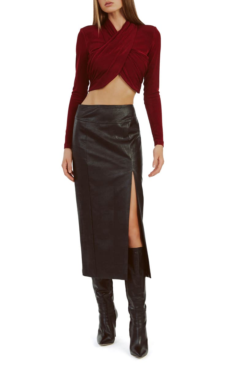 Bardot Dante Faux Leather Midi Skirt, Alternate, color,