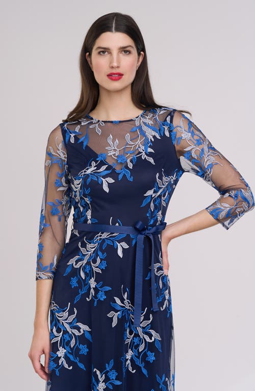 Js Collections Stefania Ankle Gown In Navy/pewter/french Blue