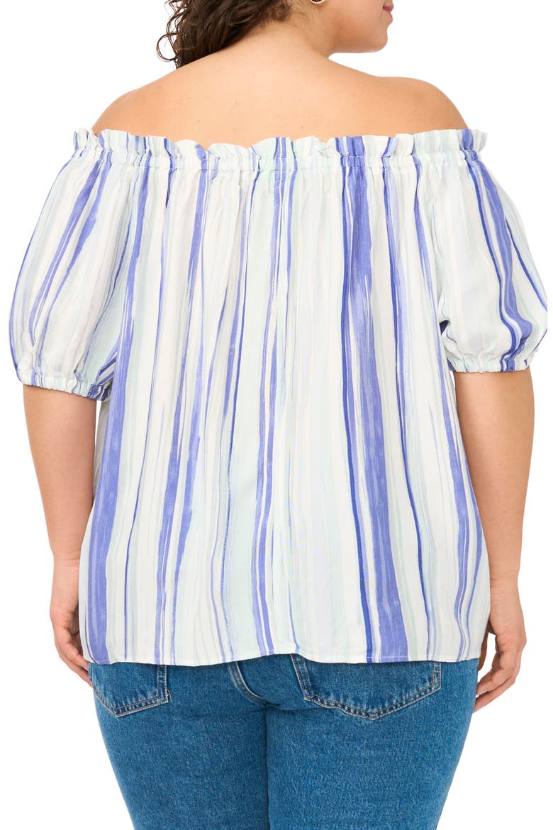 Stripe Off the Shoulder Top, Alternate, color, ICE LAGOON