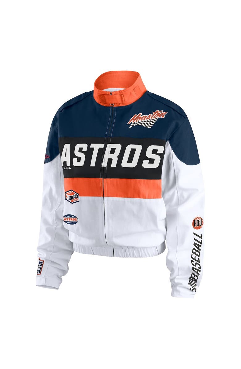 WEAR by Erin Andrews Women's WEAR by Erin Andrews  Orange/White Houston Astros Racing Full-Zip Jacket, Alternate, color, Orange