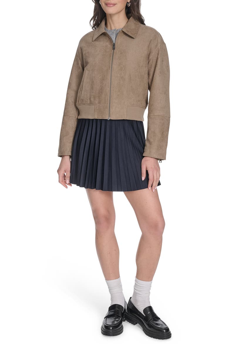 Faux Suede Bomber Jacket, Alternate, color, TAN FX SUEDE