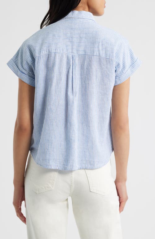 BEACHLUNCHLOUNGE BEACHLUNCHLOUNGE ARCHIE STRIPE SHORT SLEEVE BUTTON-UP SHIRT 