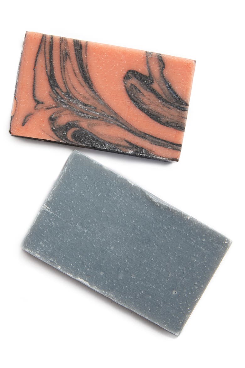 Rose Charcoal Face Soap Bar & Charcoal Soap Bar Set, Main, color, ROSE/CHARCOAL