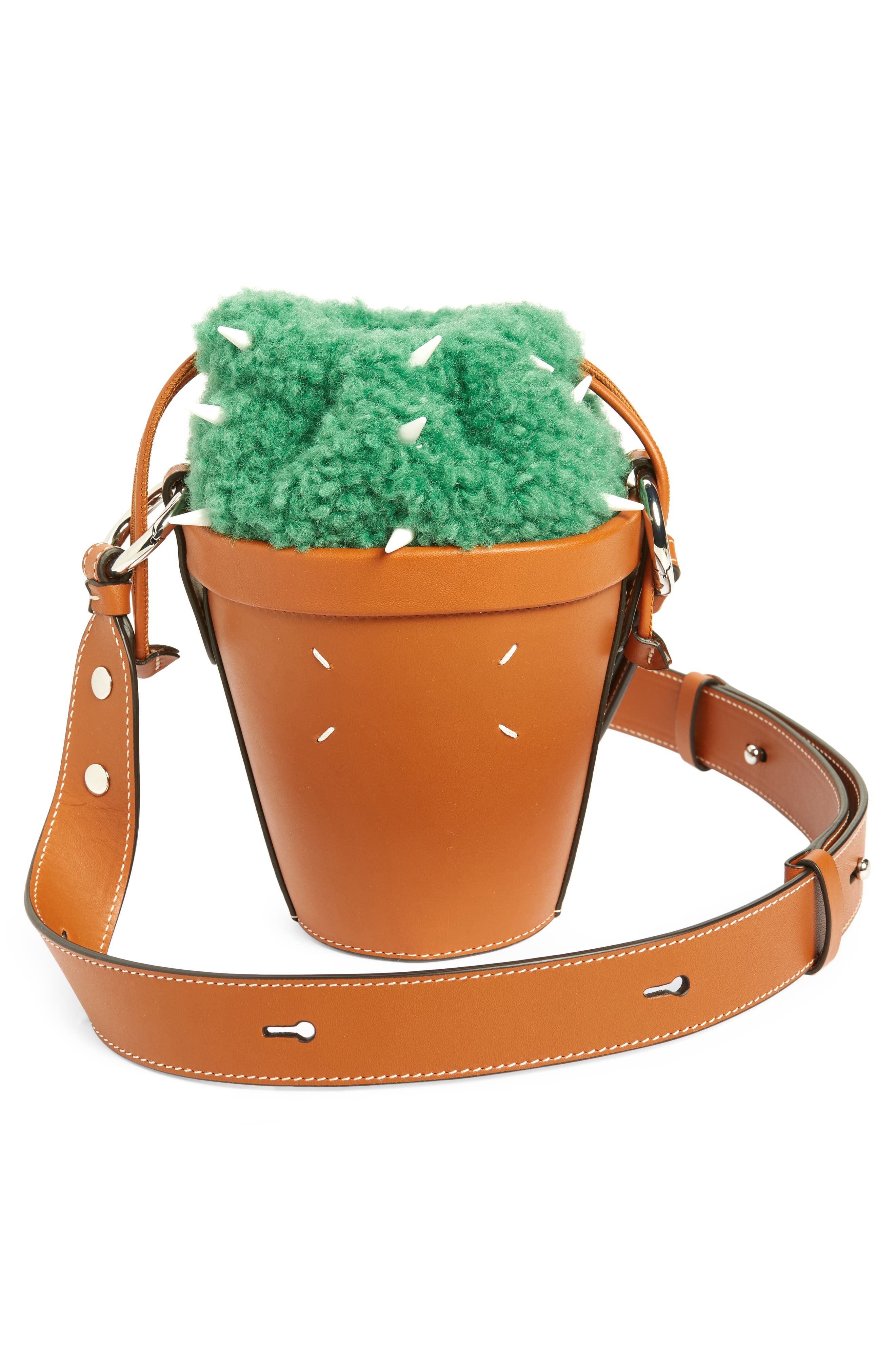 Maison Margiela Cactus Leather & Faux Fur Bucket Bag, Alternate, color, 
