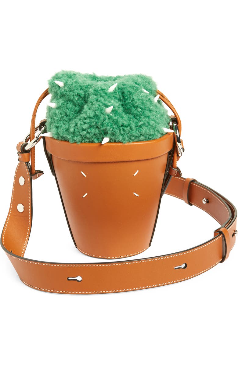 Maison Margiela Cactus Leather & Faux Fur Bucket Bag, Alternate, color,