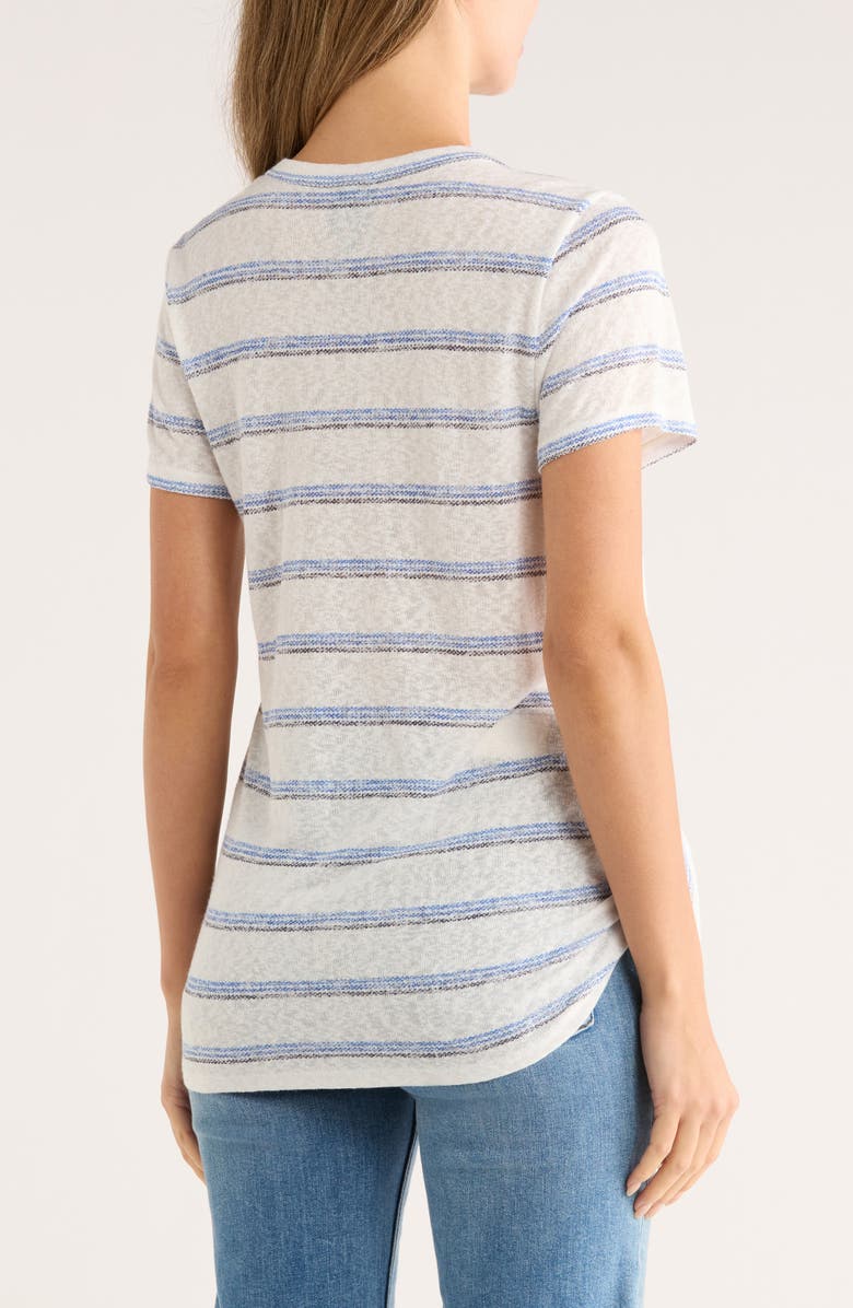 Bobeau Caty Stripe Side Tie T-Shirt, Alternate, color, Ivory/ Blue