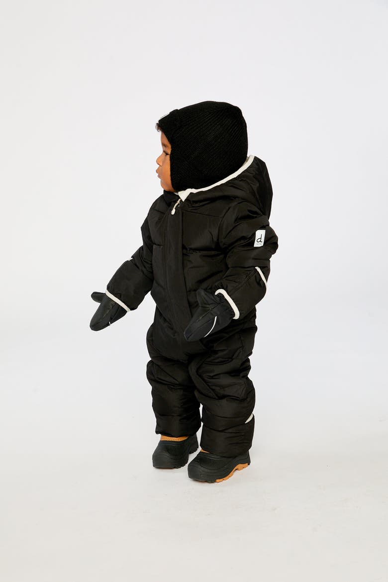 Fleece Hood Fold-Over One Piece Snowsuit, Alternate, color, Noir