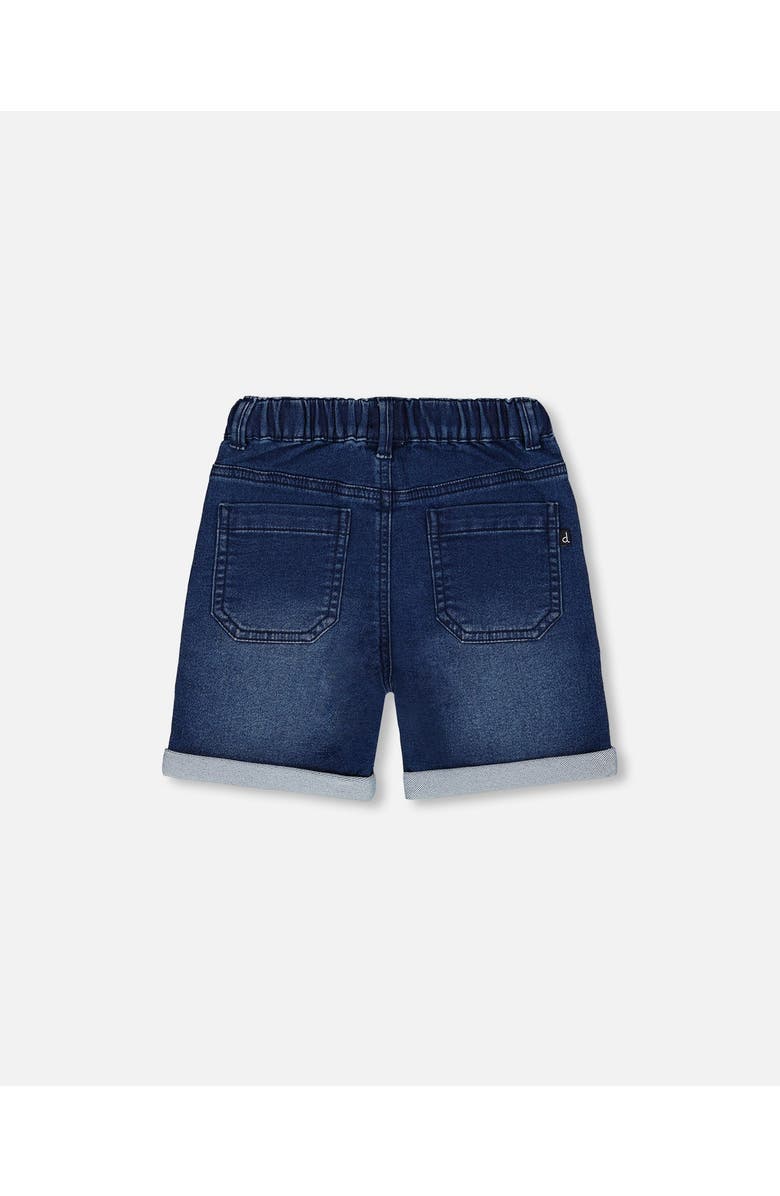 Deux par Deux Baby Boy's French Terry Denim Short Dark Denim Blue, Alternate, color,
