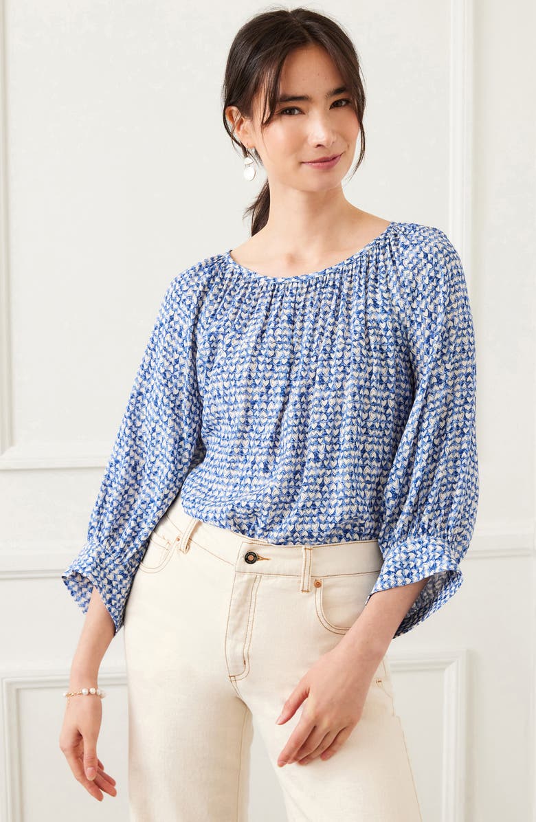 Karen Kane Heart Print Blouson Sleeve Top, Alternate, color, Print