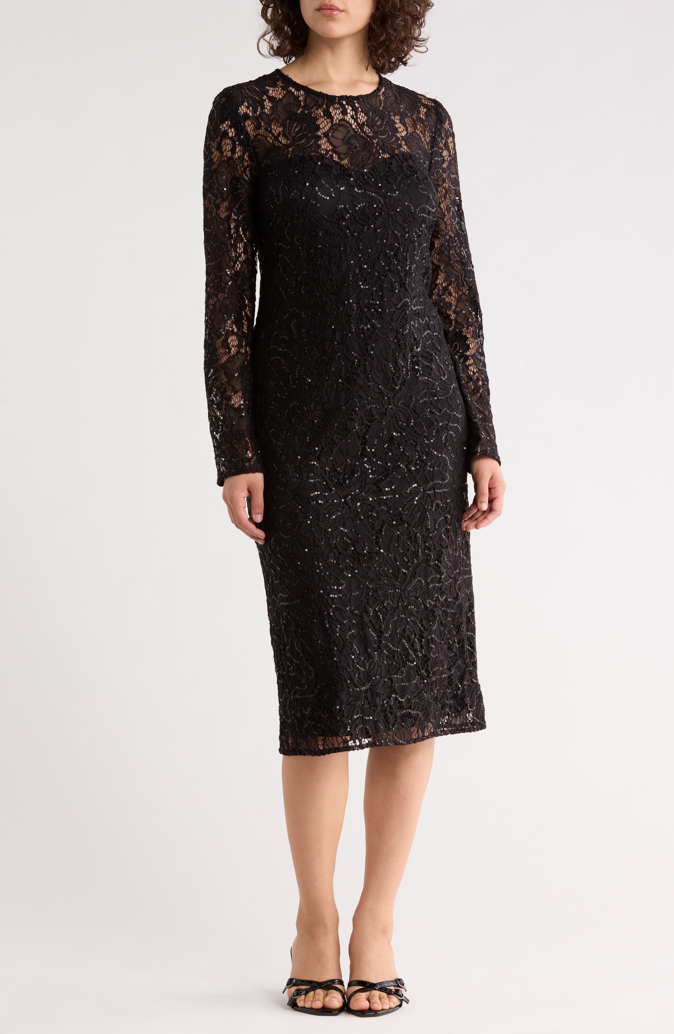 Julia Jordan Long Sleeve Lace Sequin Dress
