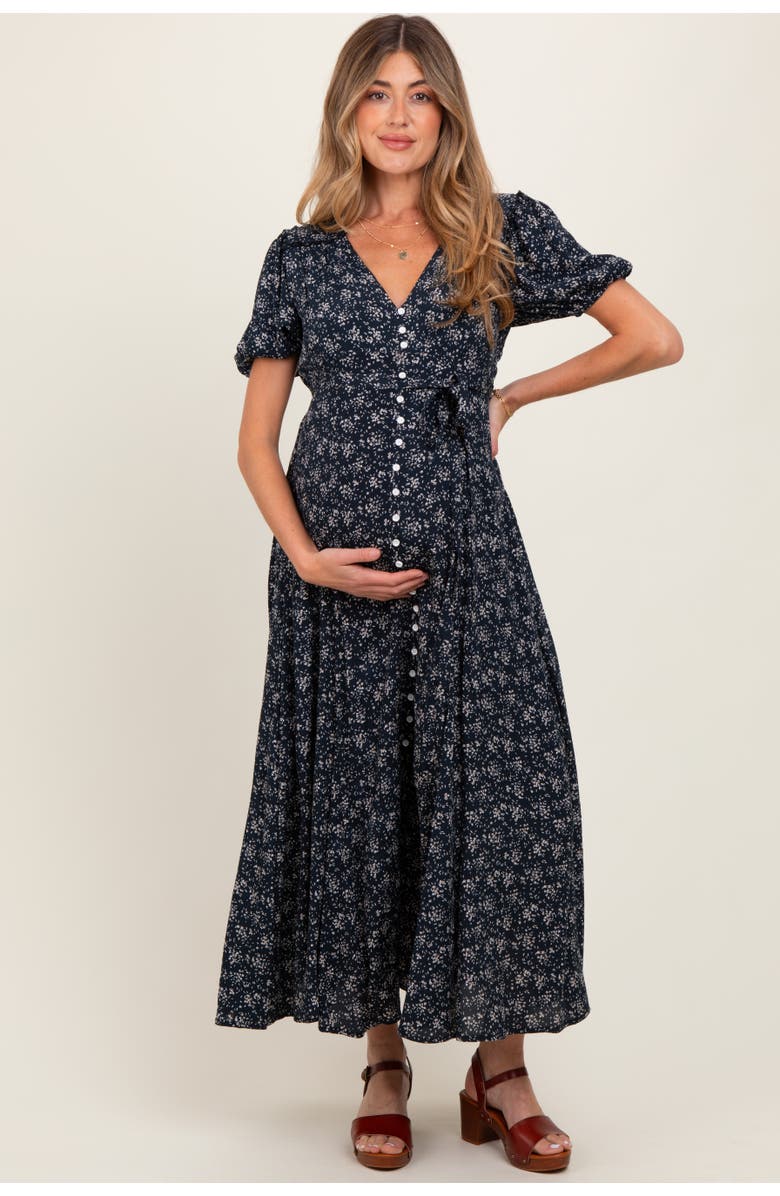 Floral Button Down Maternity Dress