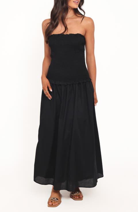 Bea Strapless Cotton & Linen Maxi Dress