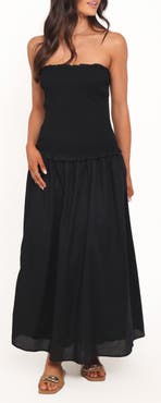 Petal & Pup Bea Strapless Cotton & Linen Maxi Dress