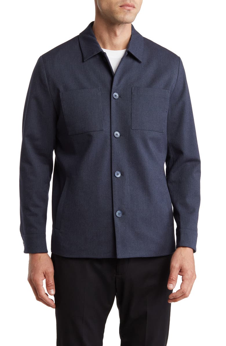 Robert Barakett Corsa Herringbone Shirt Jacket, Main, color, Navy