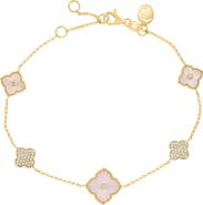 EFFY Mother-of-Pearl & Diamond Clover Station Chain Bracelet