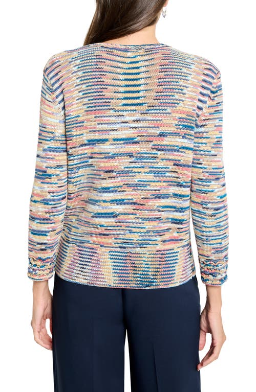 Nic + Zoe Nic+zoe Mix Fringe Space Dye Sweater In Blue