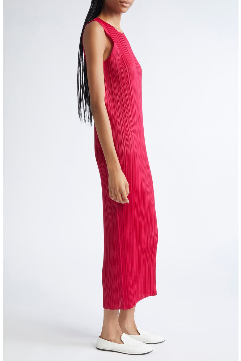 New Colorful Basics 4 Pleated Sleeveless Dress, Alternate, color, CARMINE