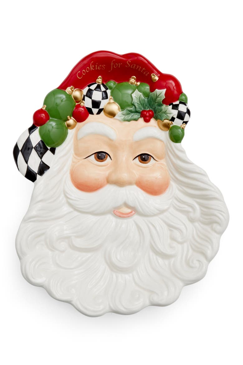 Christmas Tree Santa Cookie Plate, Main, color, GREEN