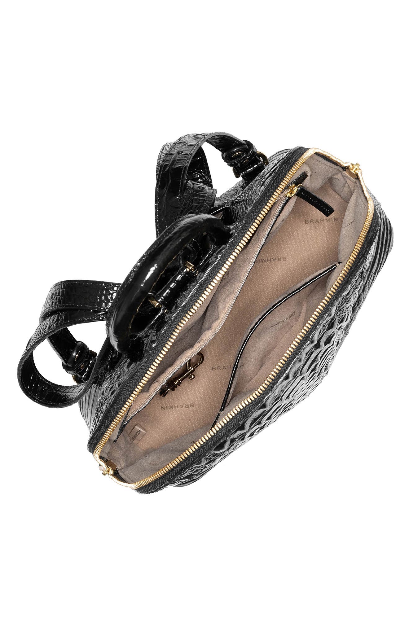 Brahmin Large Rosemary Croc Embossed Leather Backpack, Alternate, color, 