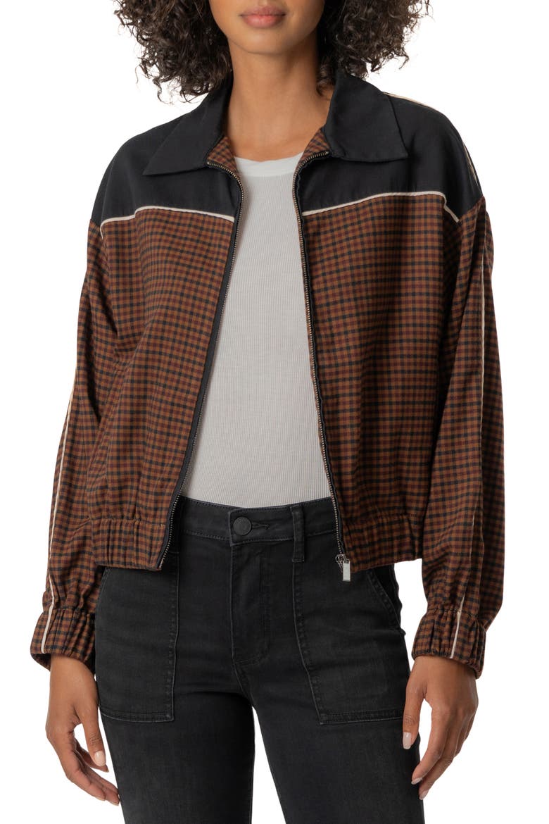 Luca Zip Track Jacket, Main, color, BLACK/ BROWN