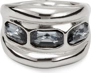 UNODE50 Triple Grey Crystal Ring