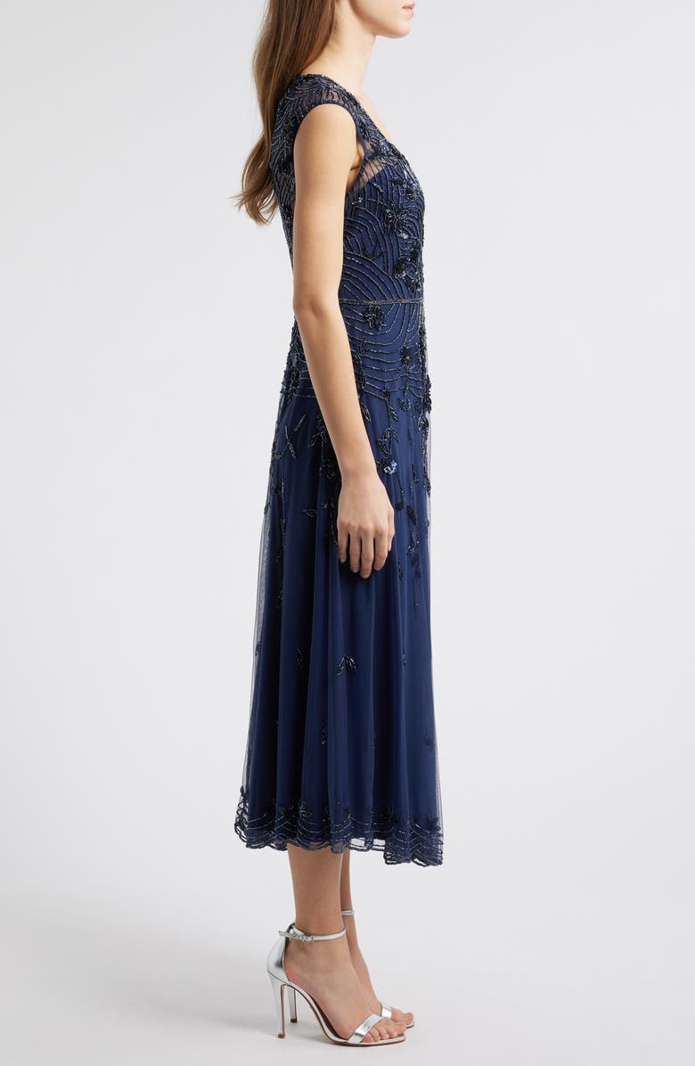 Pisarro Nights Beaded Sleeveless Chiffon Evening Dress, Alternate, color, Navy