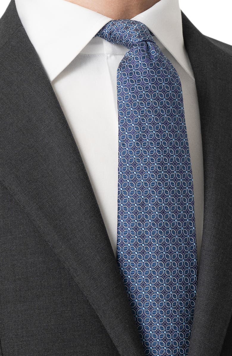 Eton Medallion Silk Tie, Alternate, color, Navy