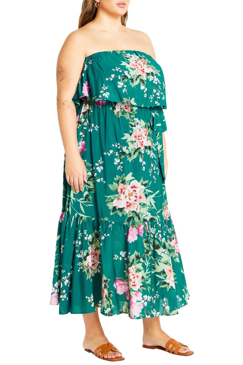 Pia Floral Strapless Maxi Dress, Alternate, color, JADE SWEET BLOSSOM