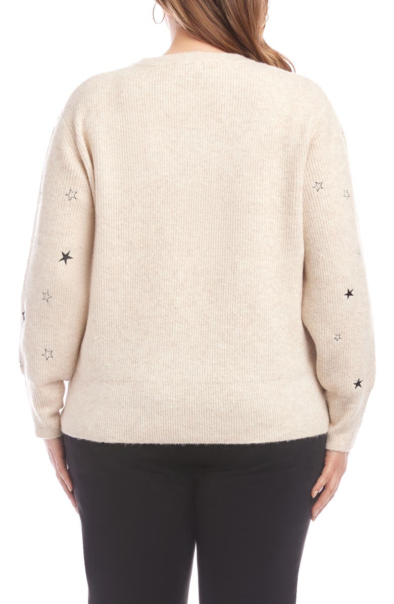 Karen Kane Embroidered Star Sweater, Alternate, color, Oatmeal