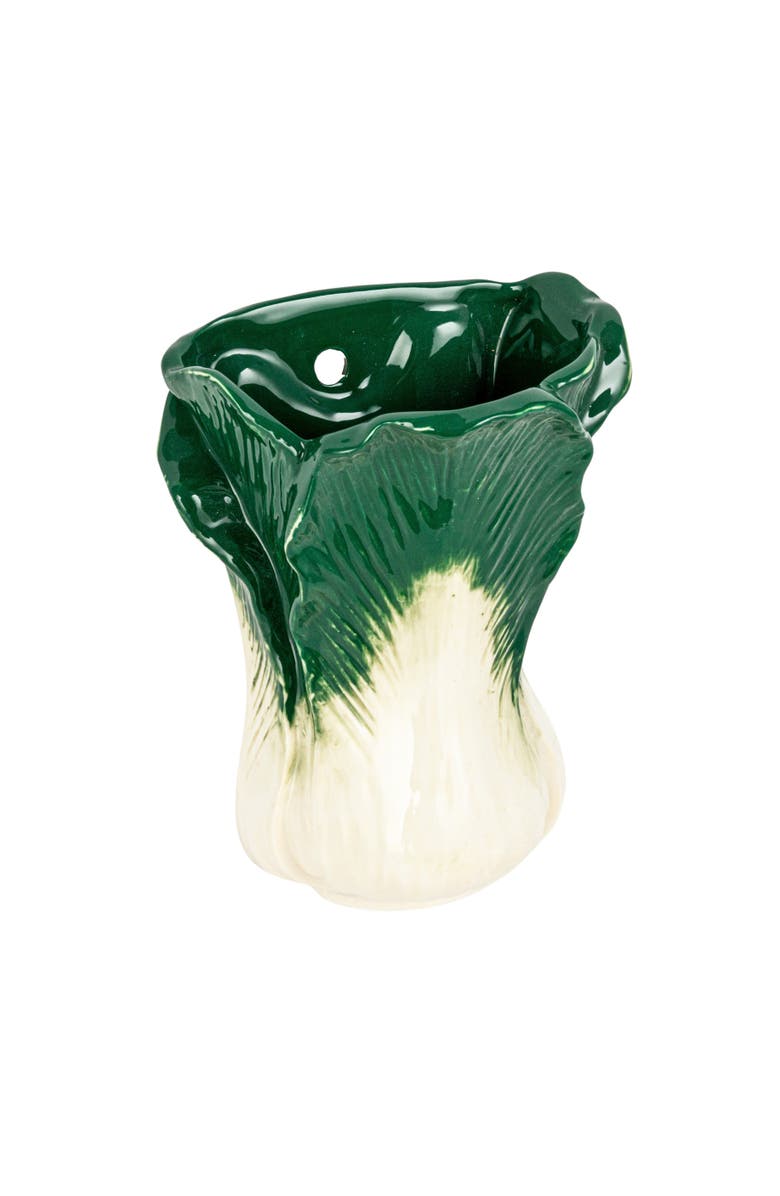 Storied Home Embossed Stoneware Cabbage Shaped Wall Vase Planter, Main, color,