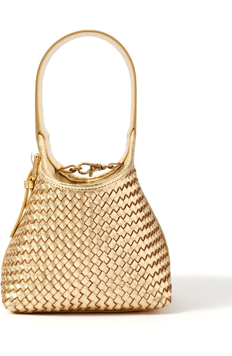MINT VELVET Lola Gold Leather Woven Bucket Bag, Main, color, Gold