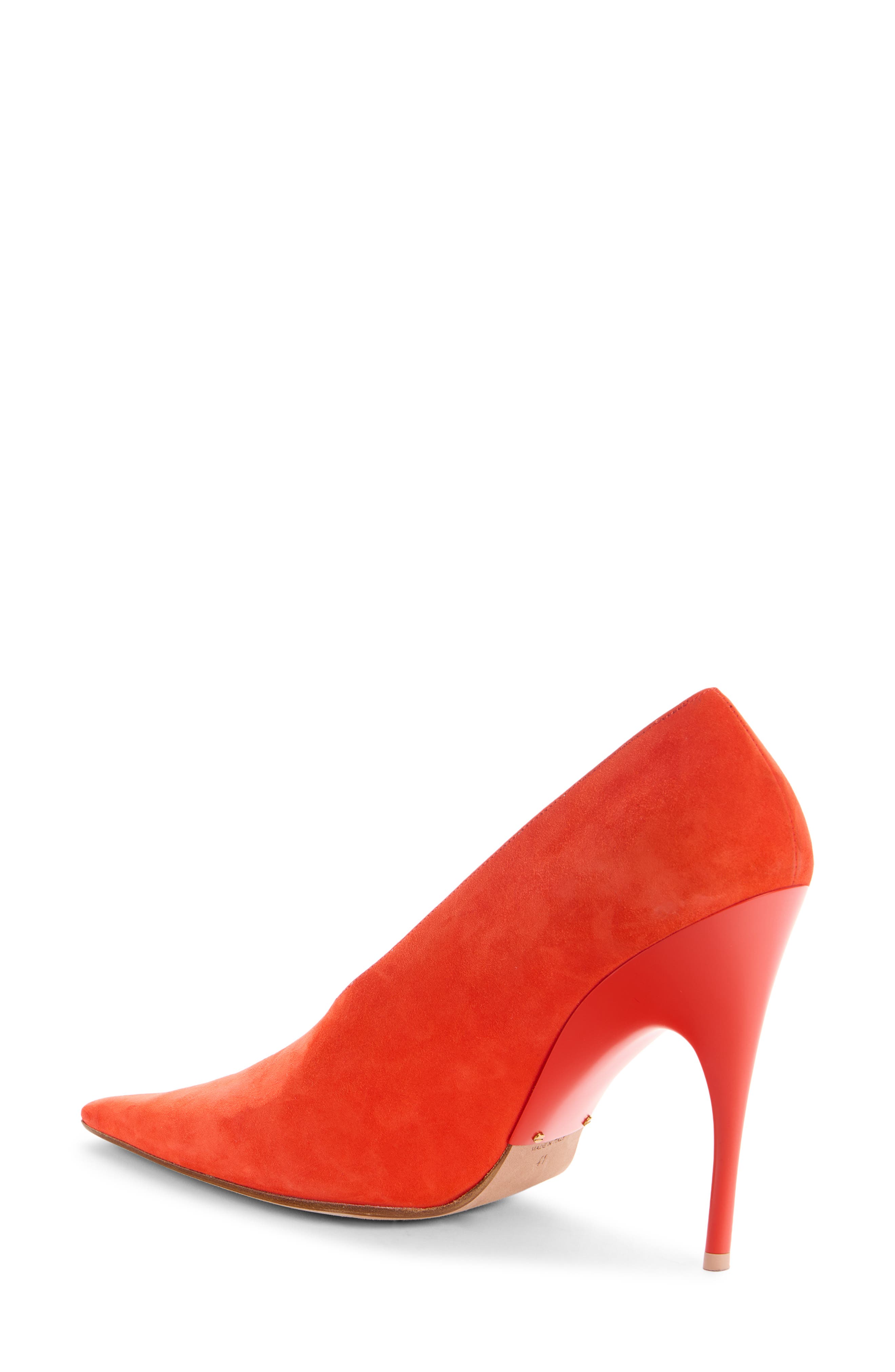 Balenciaga Duchesse Asymmetric Pointed Toe Pump, Alternate, color, Tangerine