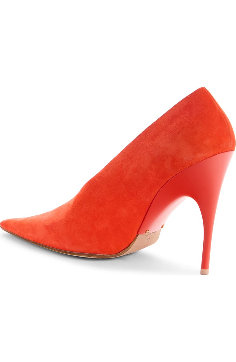 Balenciaga Duchesse Asymmetric Pointed Toe Pump, Alternate, color, Tangerine