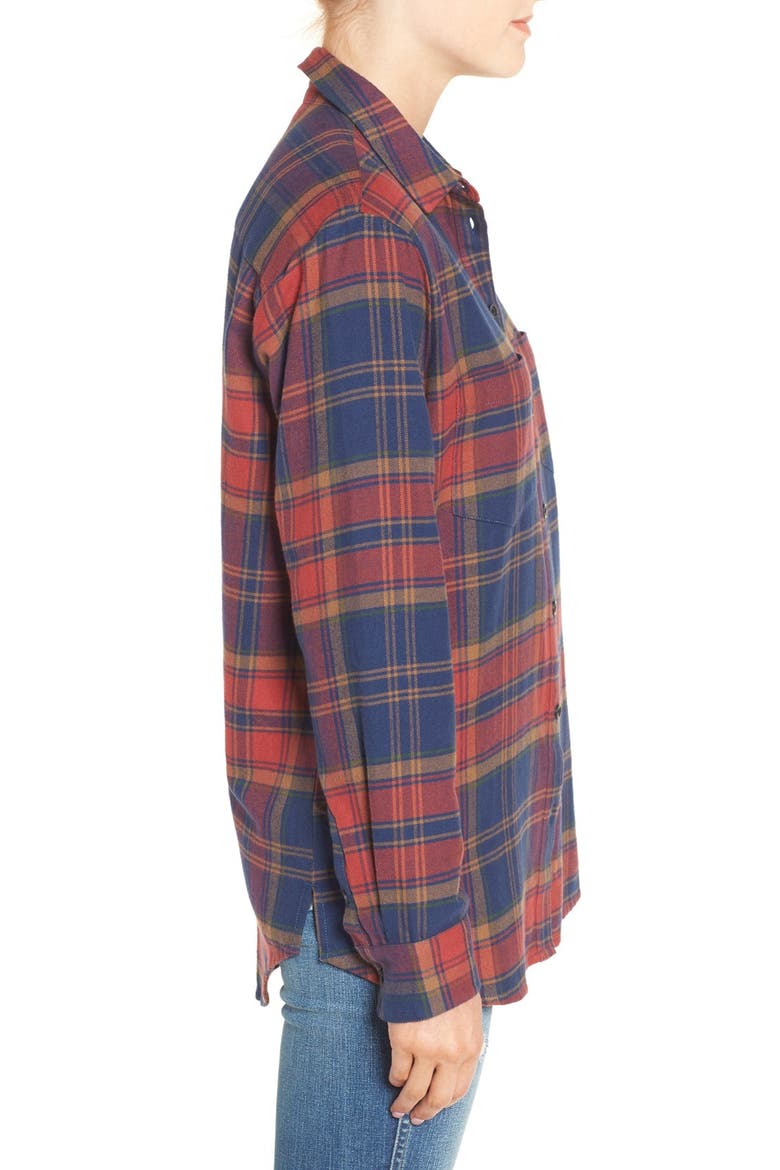 Ex-Boyfriend Shrunken Flannel Boyfriend Shirt, Alternate, color, FADED BEGONIA