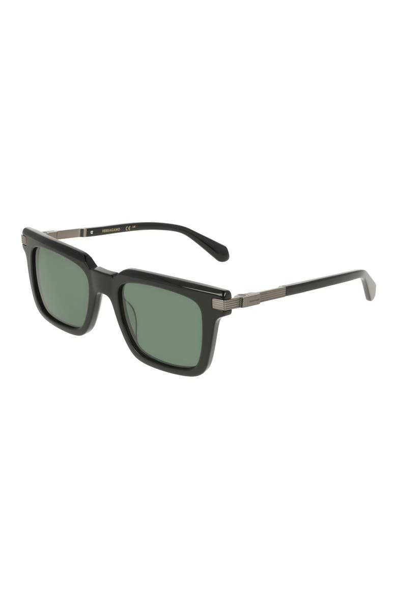 53mm Rectangle Sunglasses, Alternate, color, BLACK
