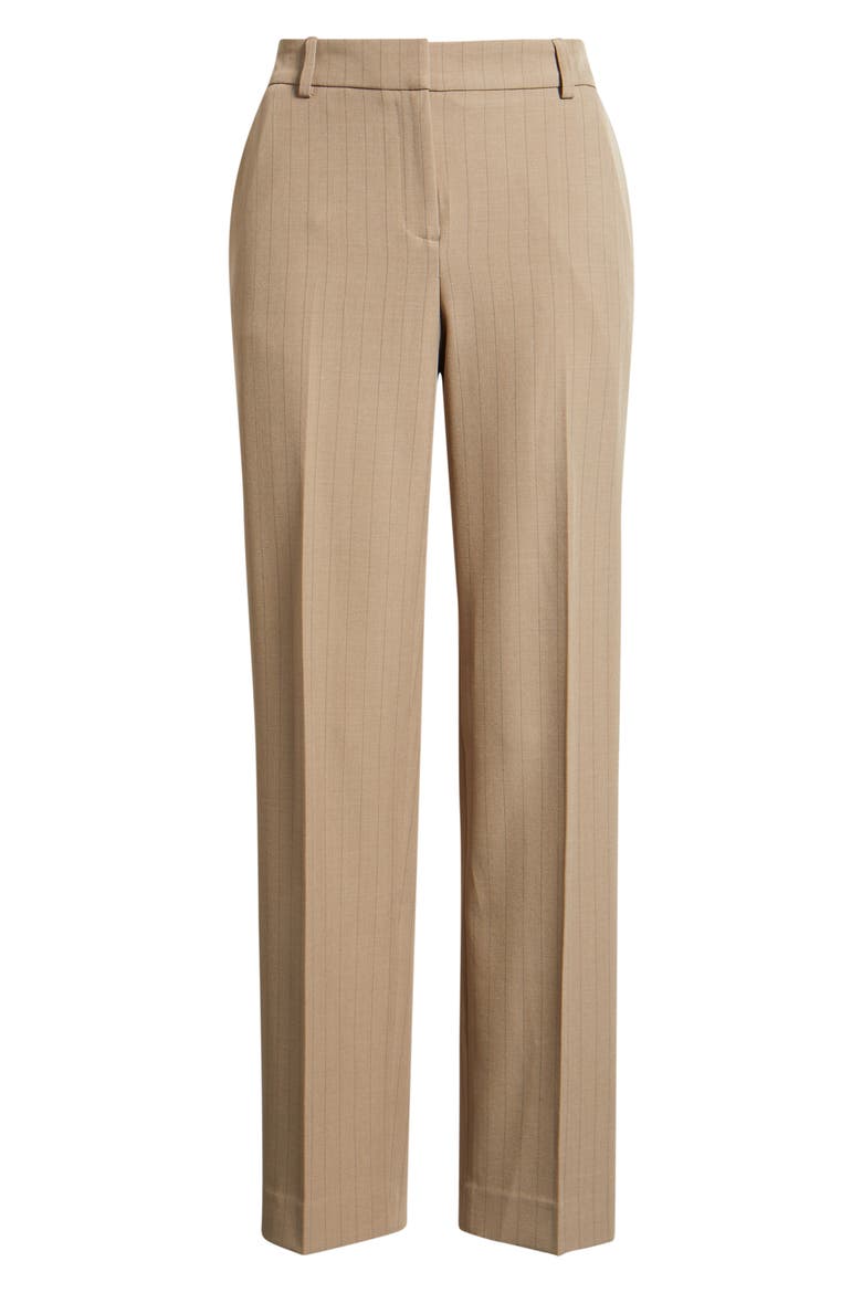 Pinstripe Straight Leg Ankle Pants, Alternate, color, NATURAL CLAY / ANNE BLACK