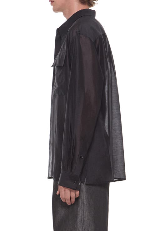 Sheer Cargo Button Up Shirt