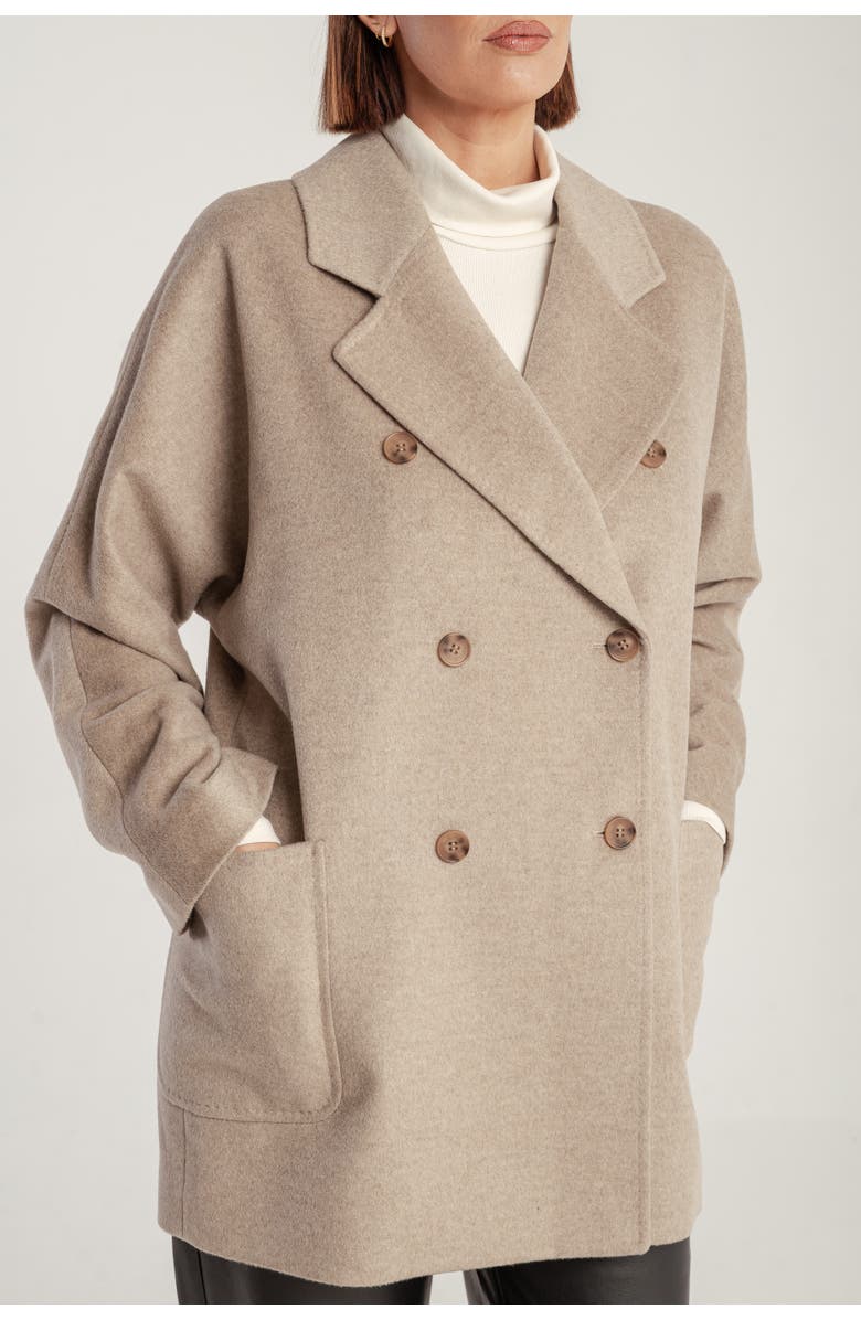 1982 Cashmere Double Breasted Short Coat, Alternate, color, Natural Brown
