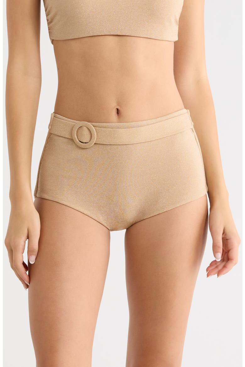Danica Belted Metallic Swim Bottoms, Main, color, GOLD