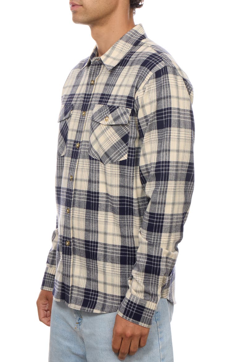 Flannel Button-Up Shirt, Alternate, color, NAVY