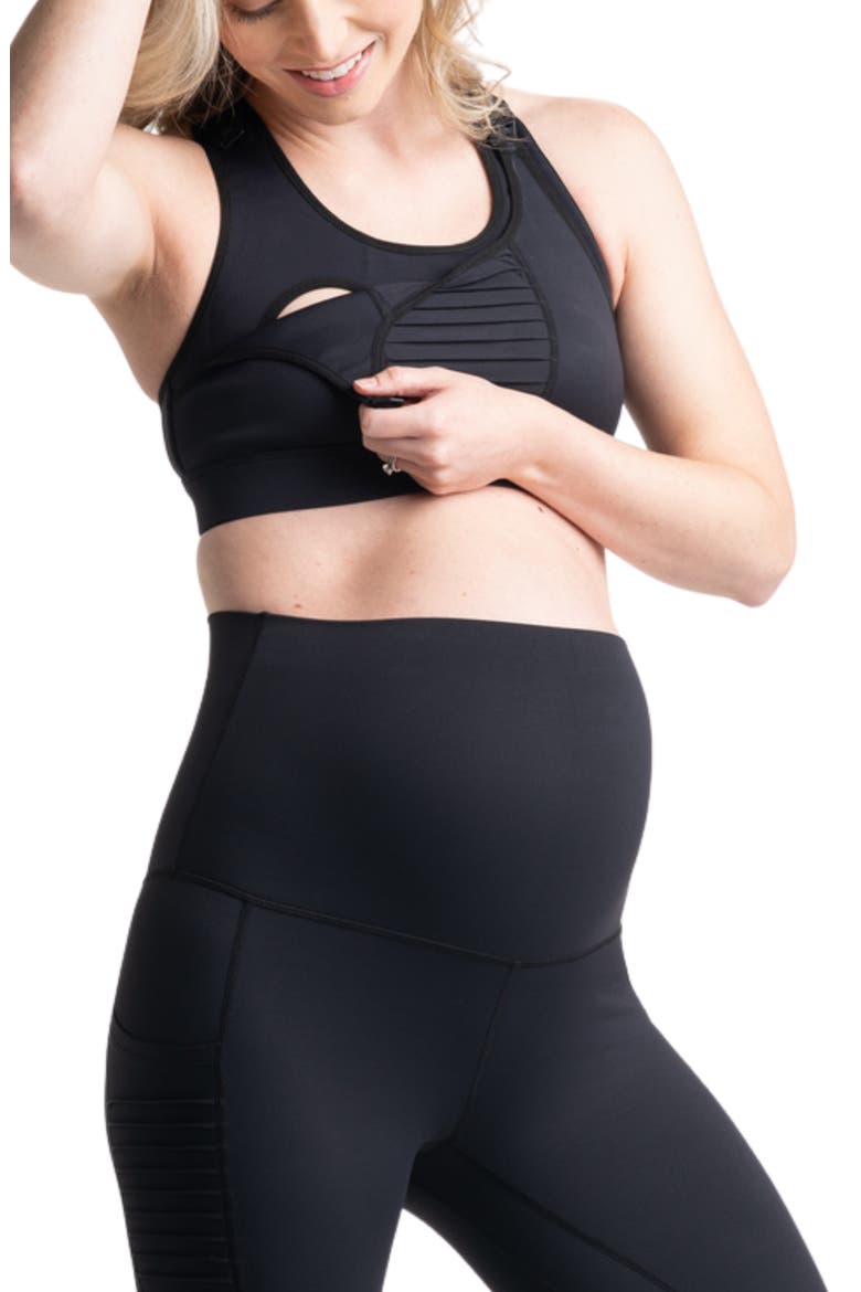 Kahina Active Maternity/Nursing Sports Bra, Alternate, color, BLACK