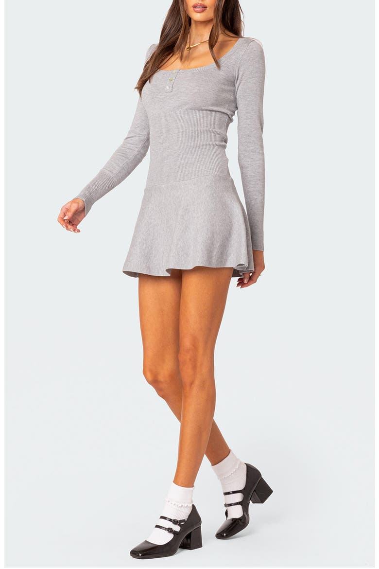 Sylver Long Sleeve Knit Minidress, Alternate, color, GRAY-MELANGE
