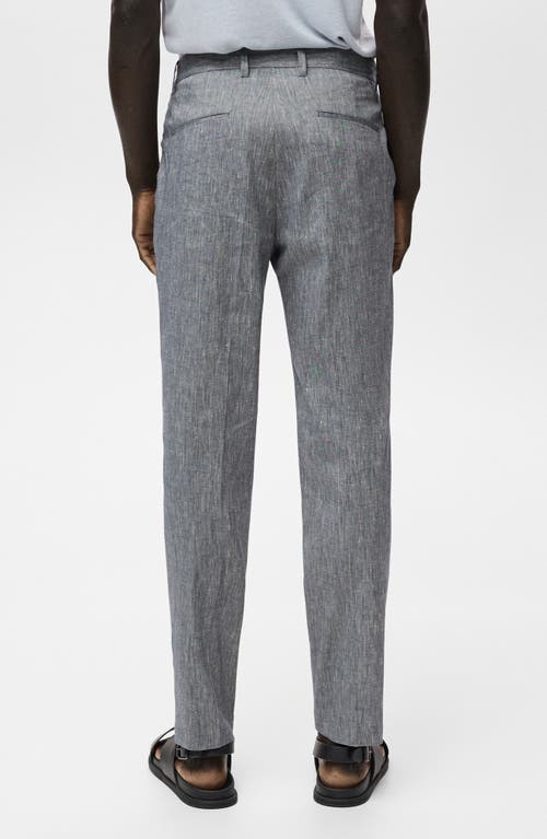 Mango Slim Fit Linen Blend Dress Pants In Gray