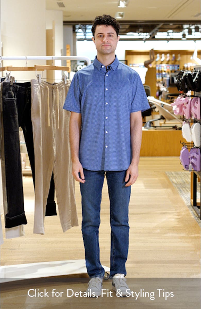 Halyard Trim Fit Foulard Print Short Sleeve Button-Up Shirt, sales video thumbnail