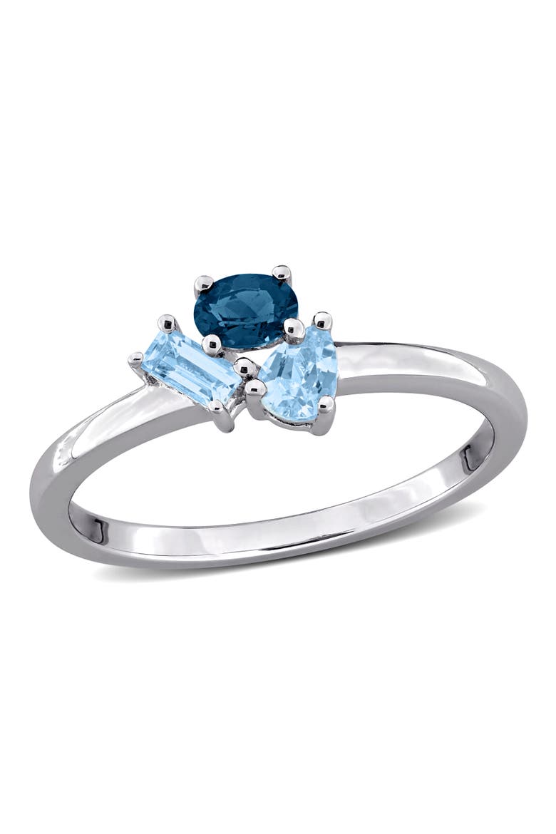 Blue Topaz 3-Stone Cluster Ring Sterling Silver, Main, color, Blue Topaz
