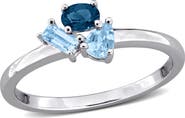 Julianna B. Blue Topaz 3-Stone Cluster Ring Sterling Silver